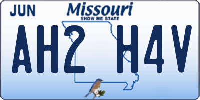 MO license plate AH2H4V