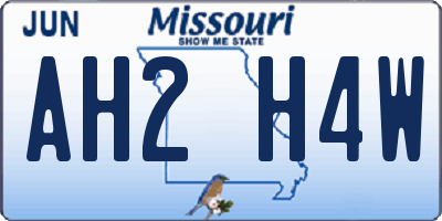 MO license plate AH2H4W