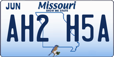 MO license plate AH2H5A