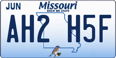 MO license plate AH2H5F