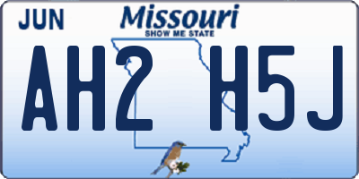MO license plate AH2H5J