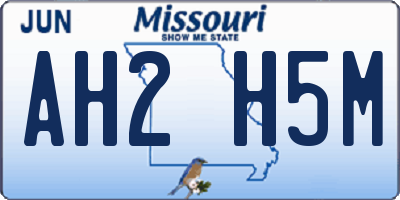 MO license plate AH2H5M