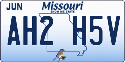 MO license plate AH2H5V