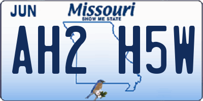 MO license plate AH2H5W