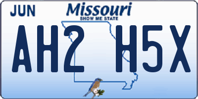 MO license plate AH2H5X