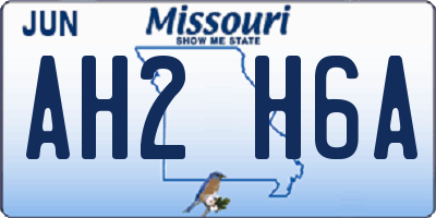 MO license plate AH2H6A