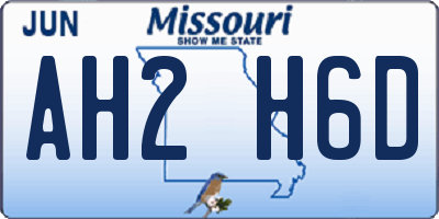 MO license plate AH2H6D