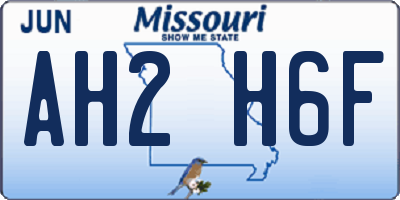 MO license plate AH2H6F