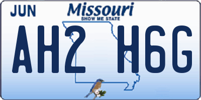 MO license plate AH2H6G