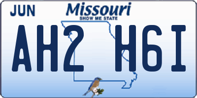 MO license plate AH2H6I