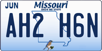 MO license plate AH2H6N