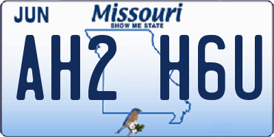 MO license plate AH2H6U