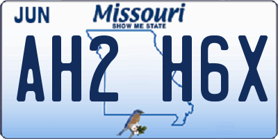 MO license plate AH2H6X