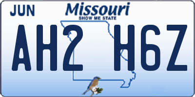 MO license plate AH2H6Z