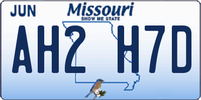MO license plate AH2H7D
