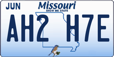 MO license plate AH2H7E