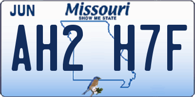 MO license plate AH2H7F