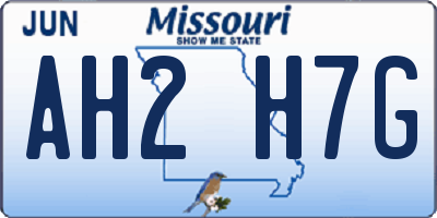 MO license plate AH2H7G