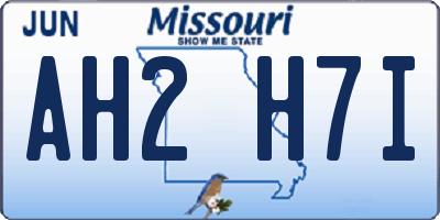 MO license plate AH2H7I