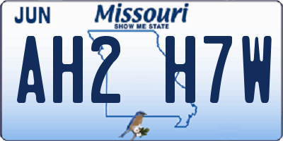 MO license plate AH2H7W