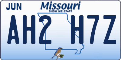 MO license plate AH2H7Z