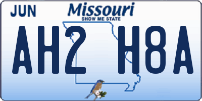 MO license plate AH2H8A