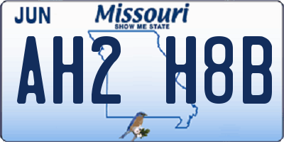 MO license plate AH2H8B