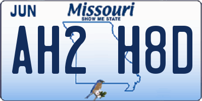 MO license plate AH2H8D