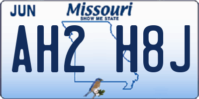 MO license plate AH2H8J
