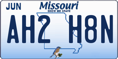 MO license plate AH2H8N