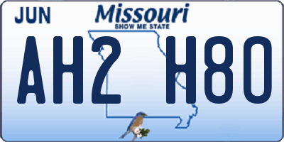 MO license plate AH2H8O