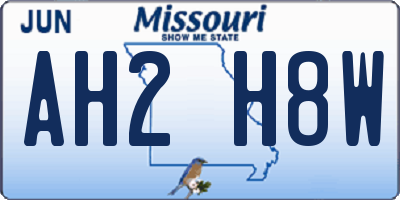 MO license plate AH2H8W