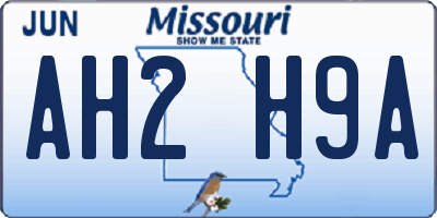 MO license plate AH2H9A