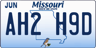 MO license plate AH2H9D