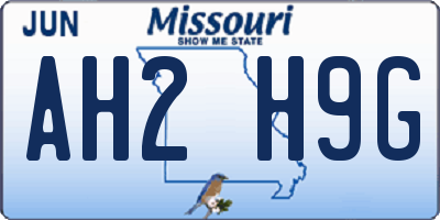 MO license plate AH2H9G