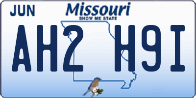 MO license plate AH2H9I