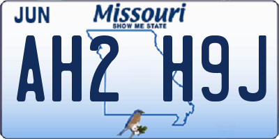 MO license plate AH2H9J
