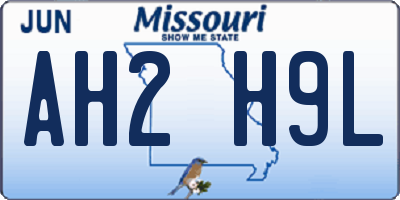 MO license plate AH2H9L