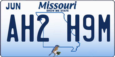 MO license plate AH2H9M