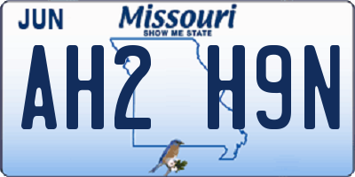 MO license plate AH2H9N