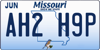 MO license plate AH2H9P