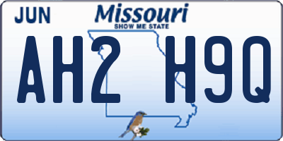 MO license plate AH2H9Q