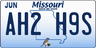 MO license plate AH2H9S