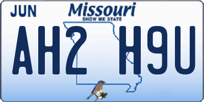 MO license plate AH2H9U