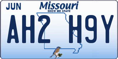 MO license plate AH2H9Y