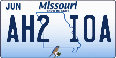MO license plate AH2I0A