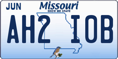 MO license plate AH2I0B