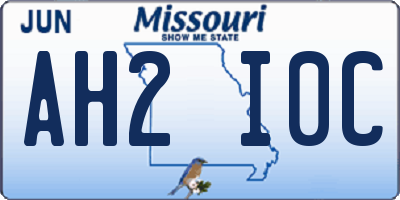 MO license plate AH2I0C