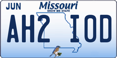 MO license plate AH2I0D