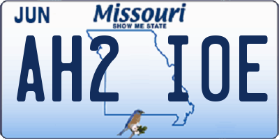 MO license plate AH2I0E